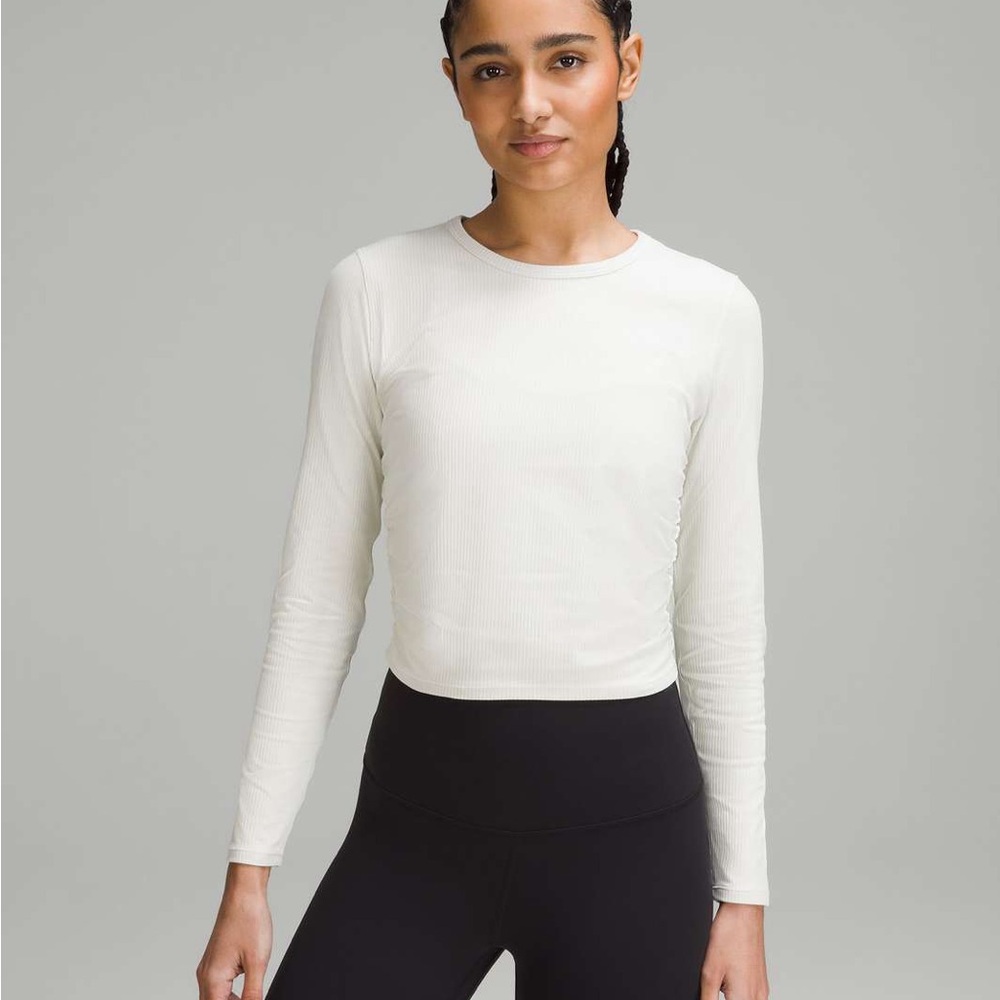 lululemon athletica Long Sleeve Crop Top in Off-White